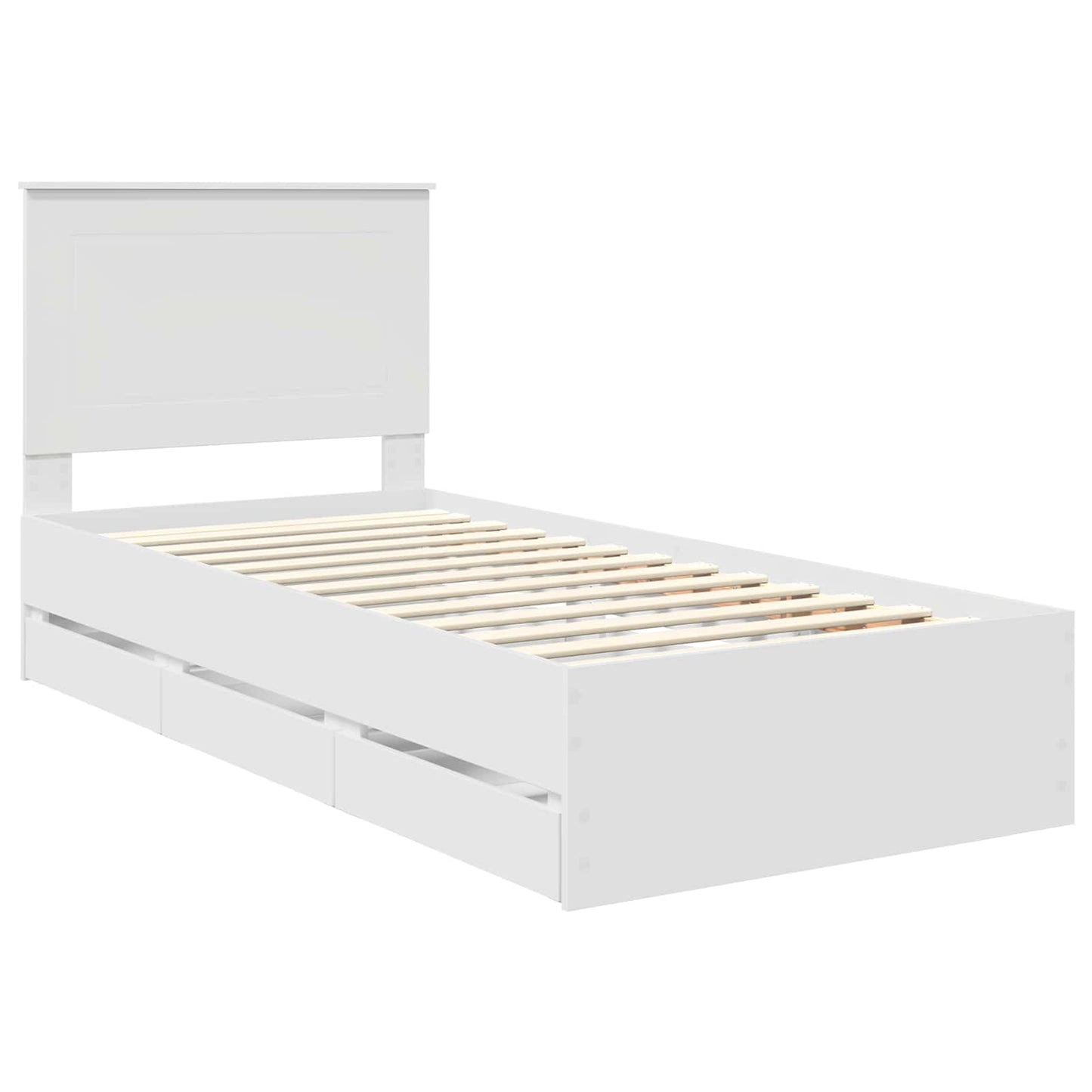 vidaXL Bettrahmen mit Schubladen Weiß 90 x 190 cm Ingenieurs Holz