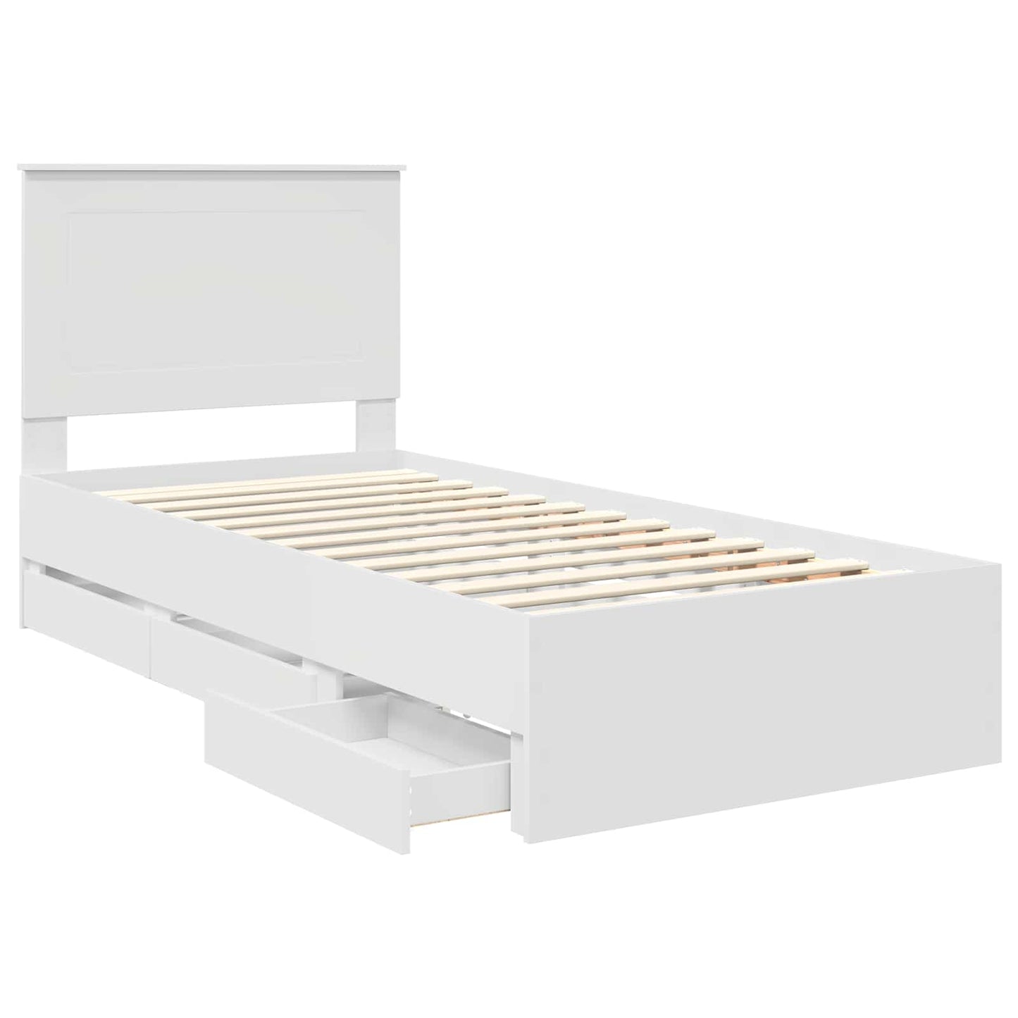 vidaXL Bettrahmen mit Schubladen Weiß 90 x 190 cm Ingenieurs Holz