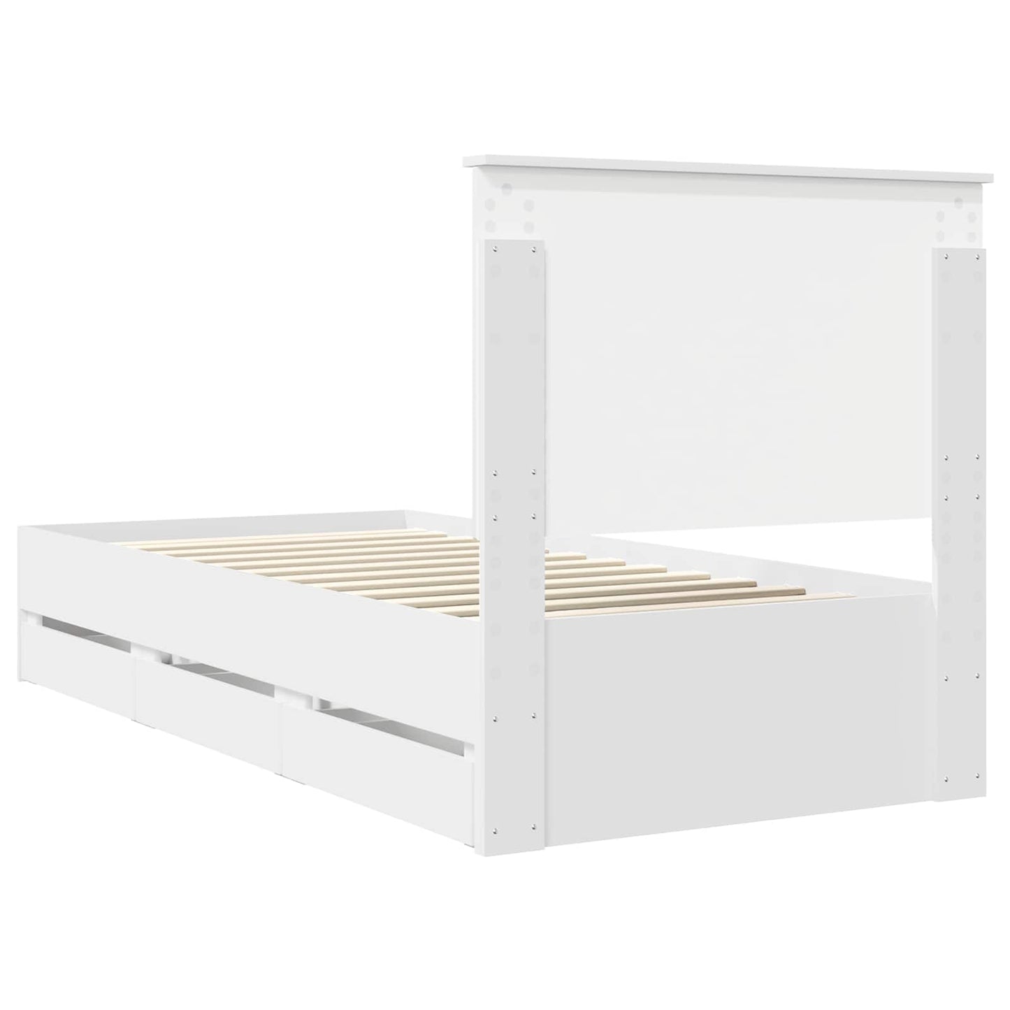 vidaXL Bettrahmen mit Schubladen Weiß 90 x 190 cm Ingenieurs Holz