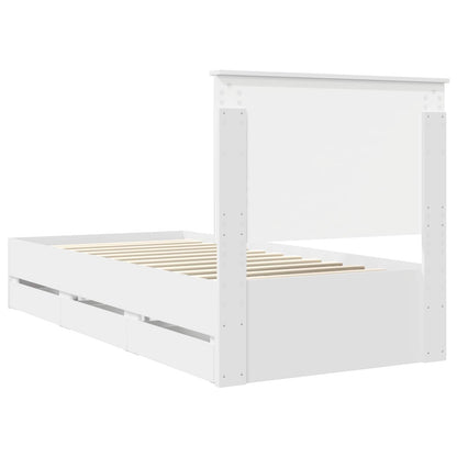 vidaXL Bettrahmen mit Schubladen Weiß 90 x 190 cm Ingenieurs Holz