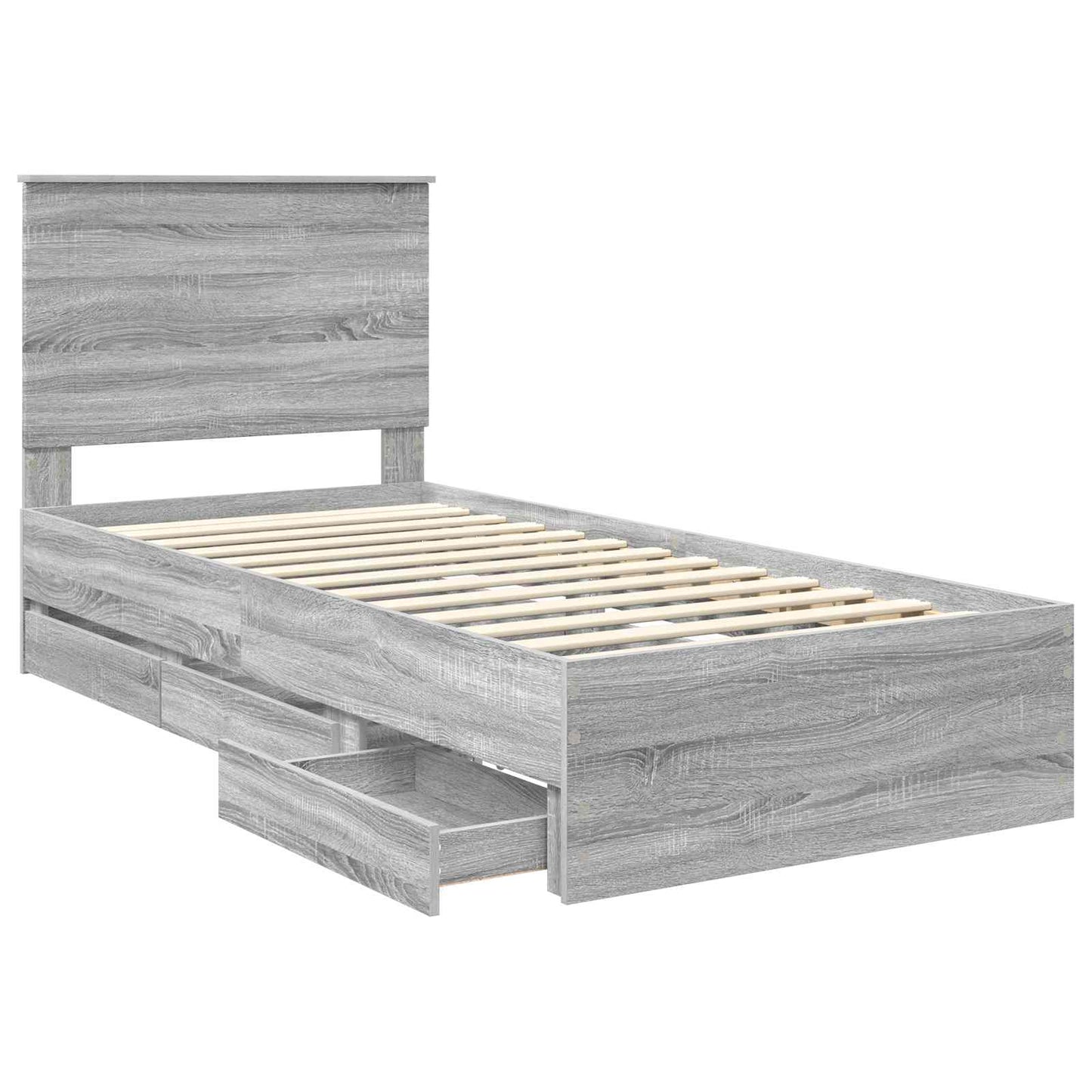 vidaXL Bettrahmen Graues Sonoma 90 x 190 cm Ingenieurs Holz
