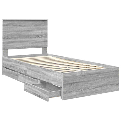 vidaXL Bettrahmen Graues Sonoma 90 x 190 cm Ingenieurs Holz