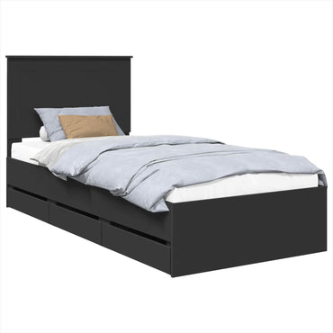 vidaXL Bettrahmen mit Schubladen Schwarz 90 x 200 cm Ingenieurs Holz