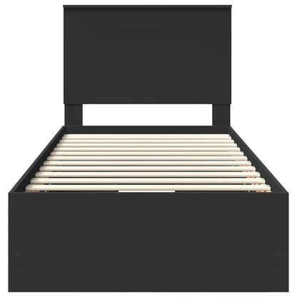 Bettrahmen mit Schubladen Schwarz 90 x 200 cm Ingenieurs Holz