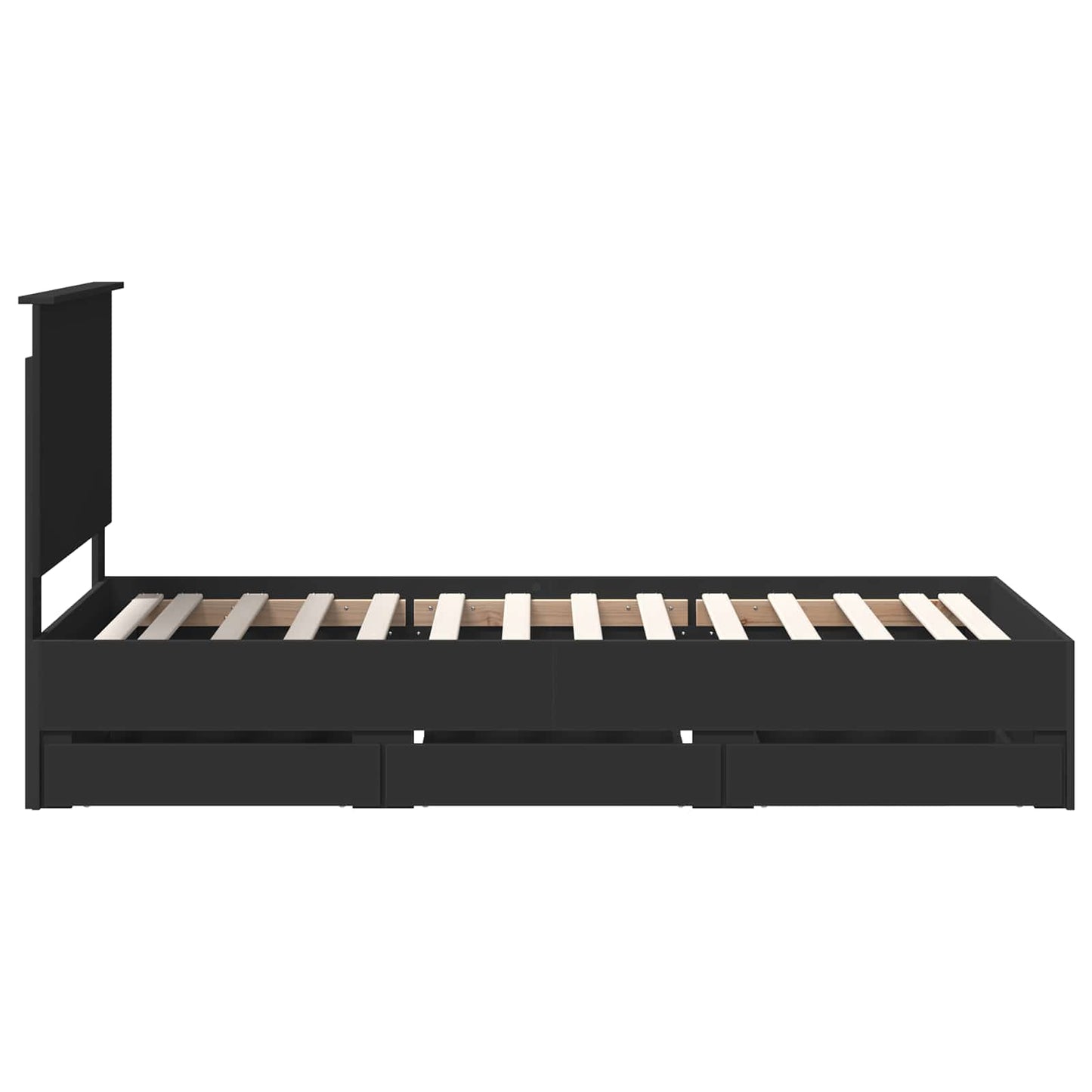 Bettrahmen mit Schubladen Schwarz 90 x 200 cm Ingenieurs Holz