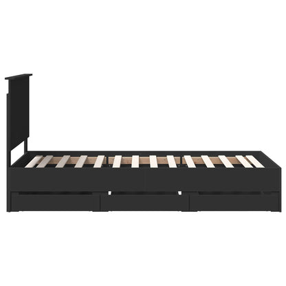 Bettrahmen mit Schubladen Schwarz 90 x 200 cm Ingenieurs Holz