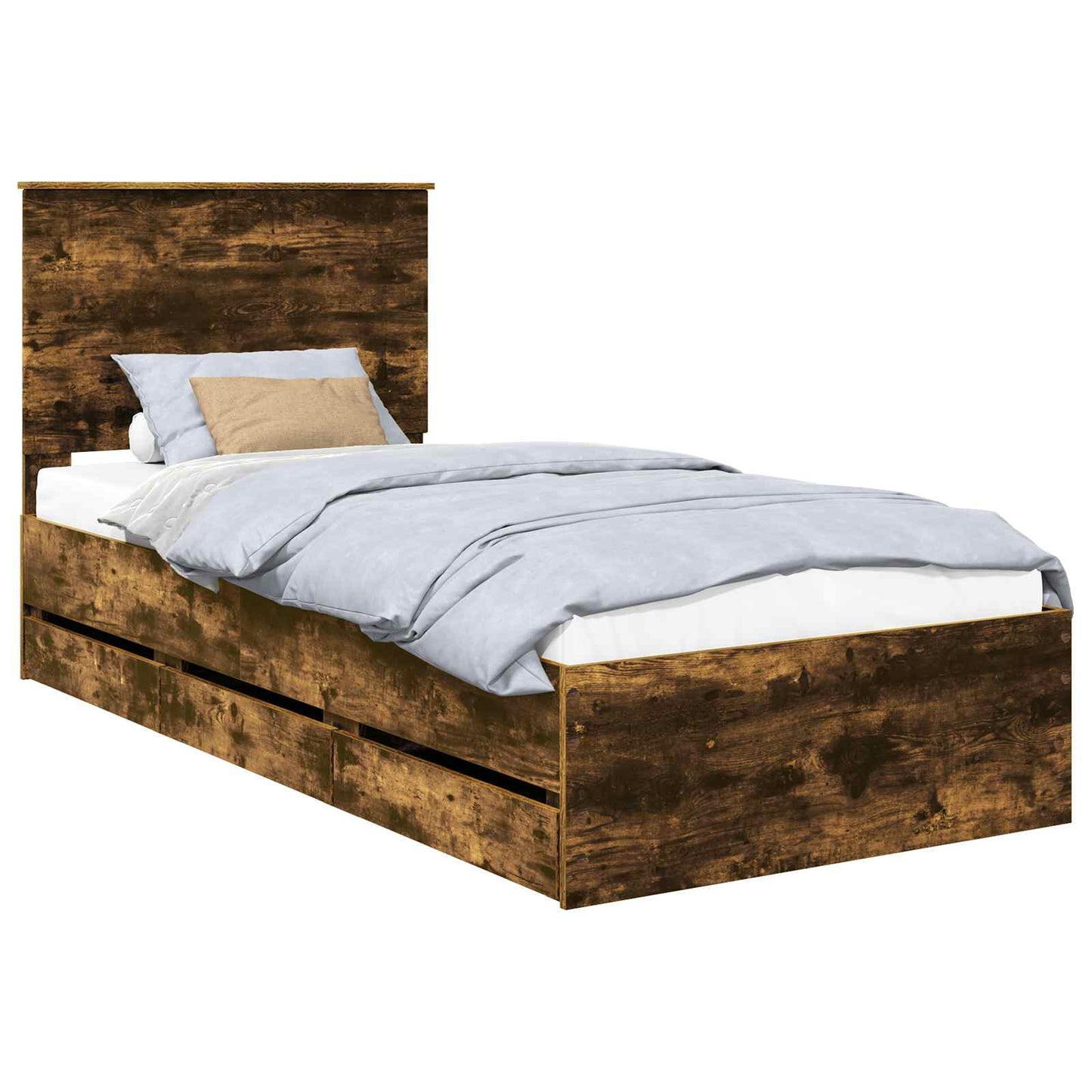 vidaXL Bettrahmen Geräucherte Eiche 90 x 200 cm Ingenieurs Holz