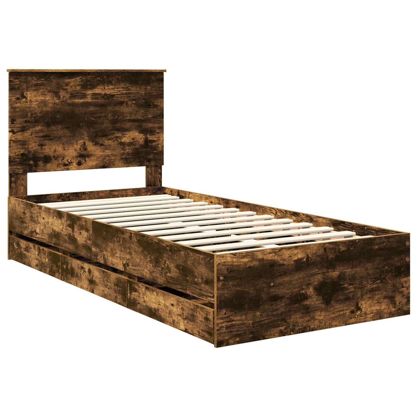 vidaXL Bettrahmen Geräucherte Eiche 90 x 200 cm Ingenieurs Holz