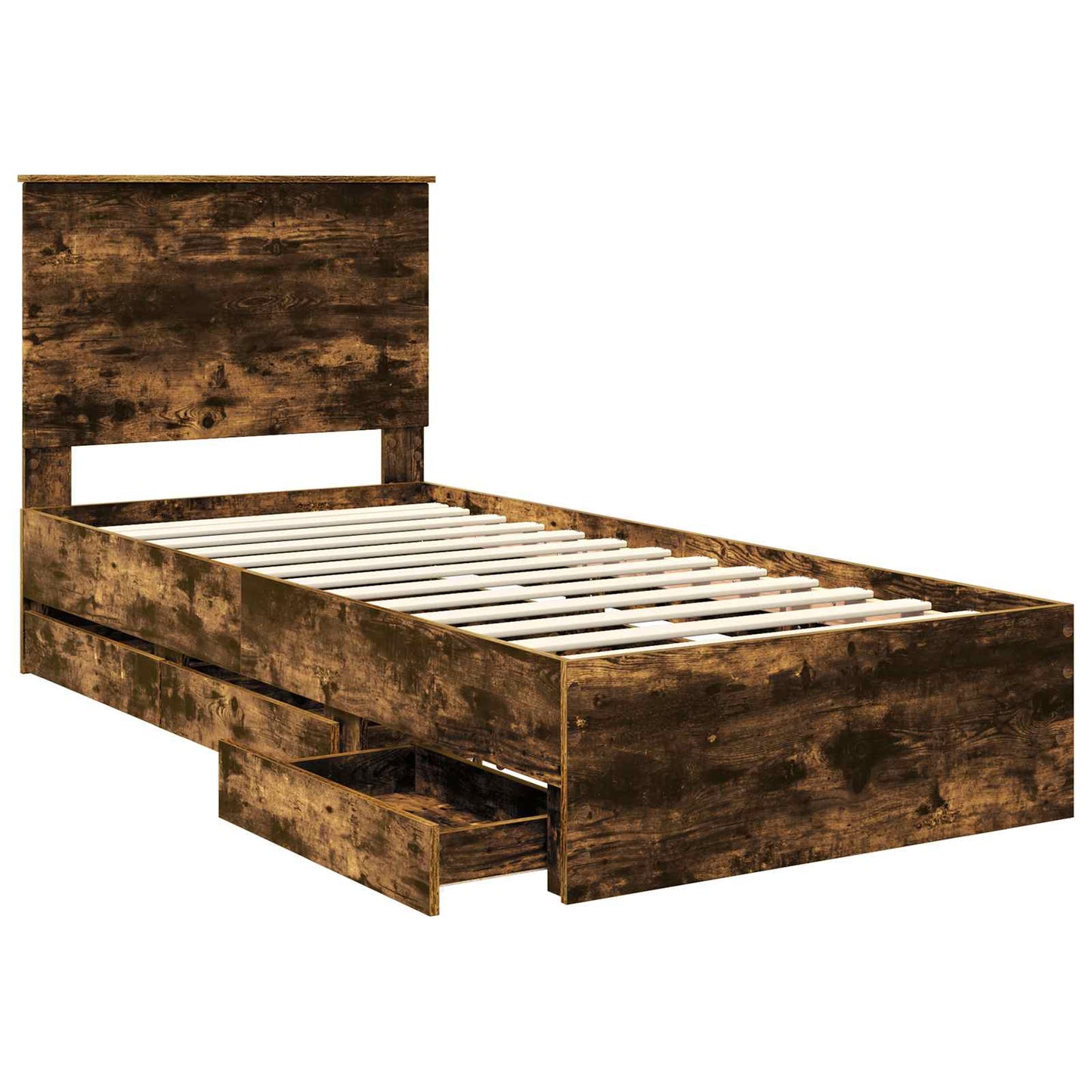 vidaXL Bettrahmen Geräucherte Eiche 90 x 200 cm Ingenieurs Holz