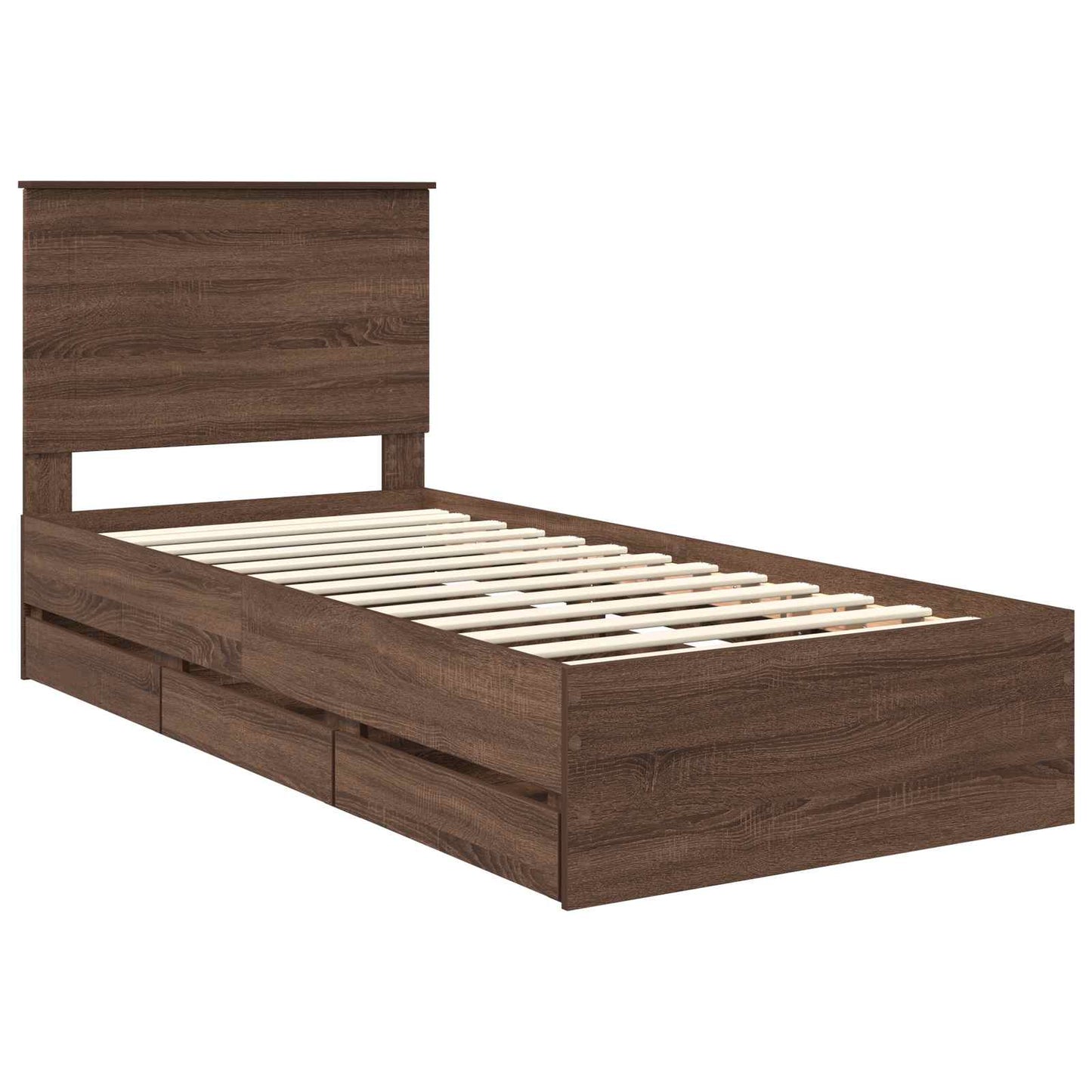 vidaXL Bettrahmen Braun Eichen-Optik 90 x 200 cm Ingenieurs Holz