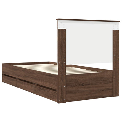 vidaXL Bettrahmen Braun Eichen-Optik 90 x 200 cm Ingenieurs Holz