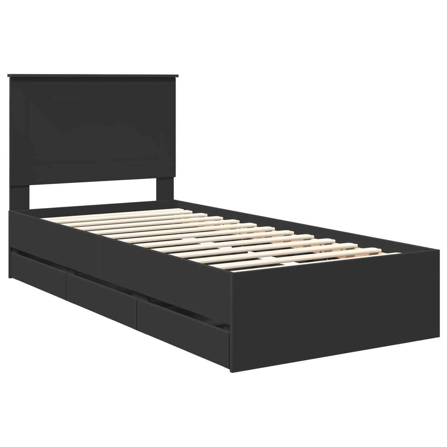 vidaXL Bettrahmen mit Schubladen Schwarz 75 x 190 cm Ingenieurs Holz