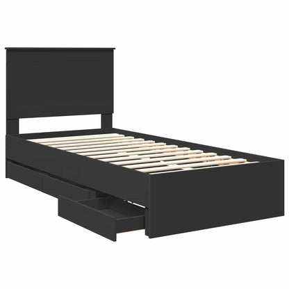vidaXL Bettrahmen mit Schubladen Schwarz 75 x 190 cm Ingenieurs Holz