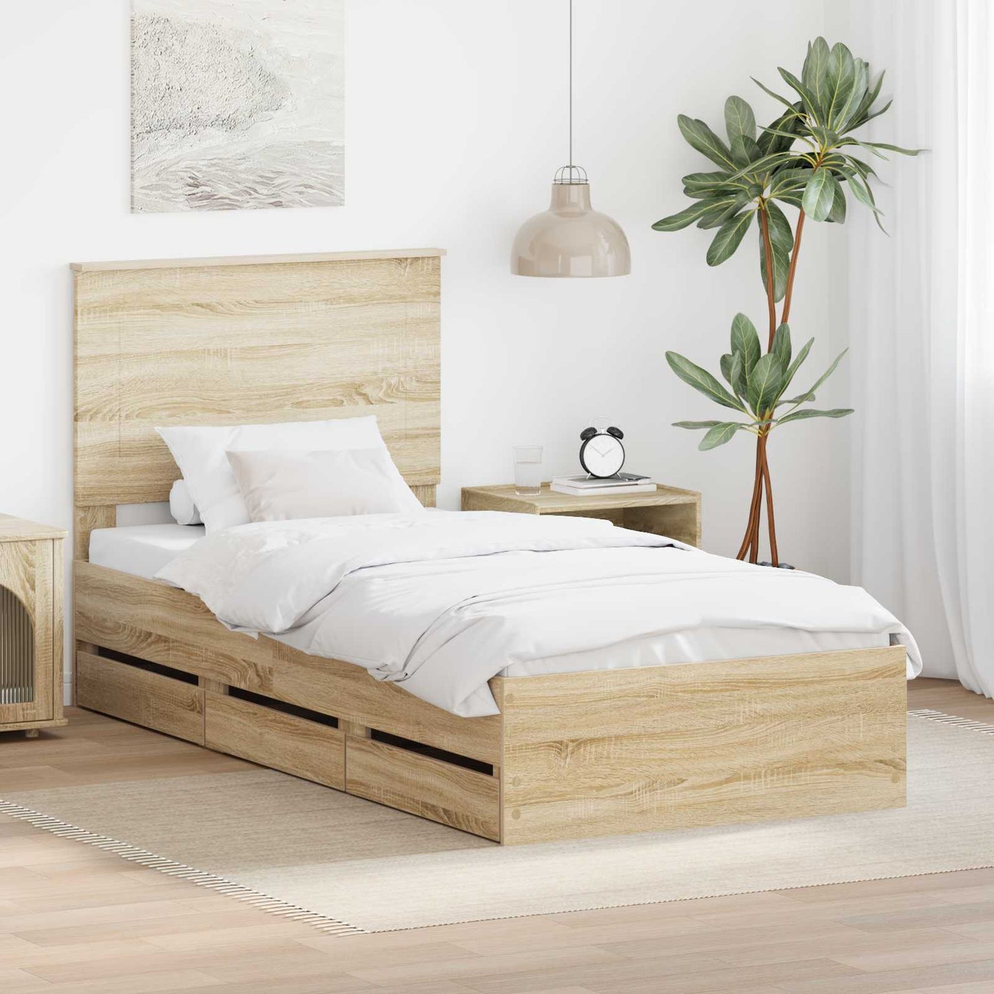 vidaXL Bettrahmen Sonoma-Eiche 75 x 190 cm Ingenieurs Holz