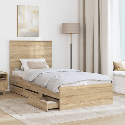 vidaXL Bettrahmen Sonoma-Eiche 75 x 190 cm Ingenieurs Holz