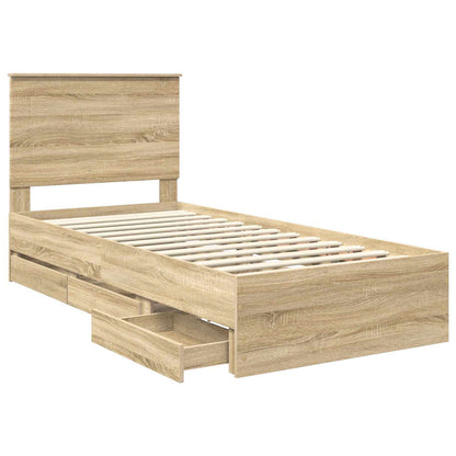 vidaXL Bettrahmen Sonoma-Eiche 75 x 190 cm Ingenieurs Holz