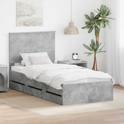 vidaXL Bettrahmen mit Kopfteil Beton Grau 75 x 190 cm Ingenieurs Holz