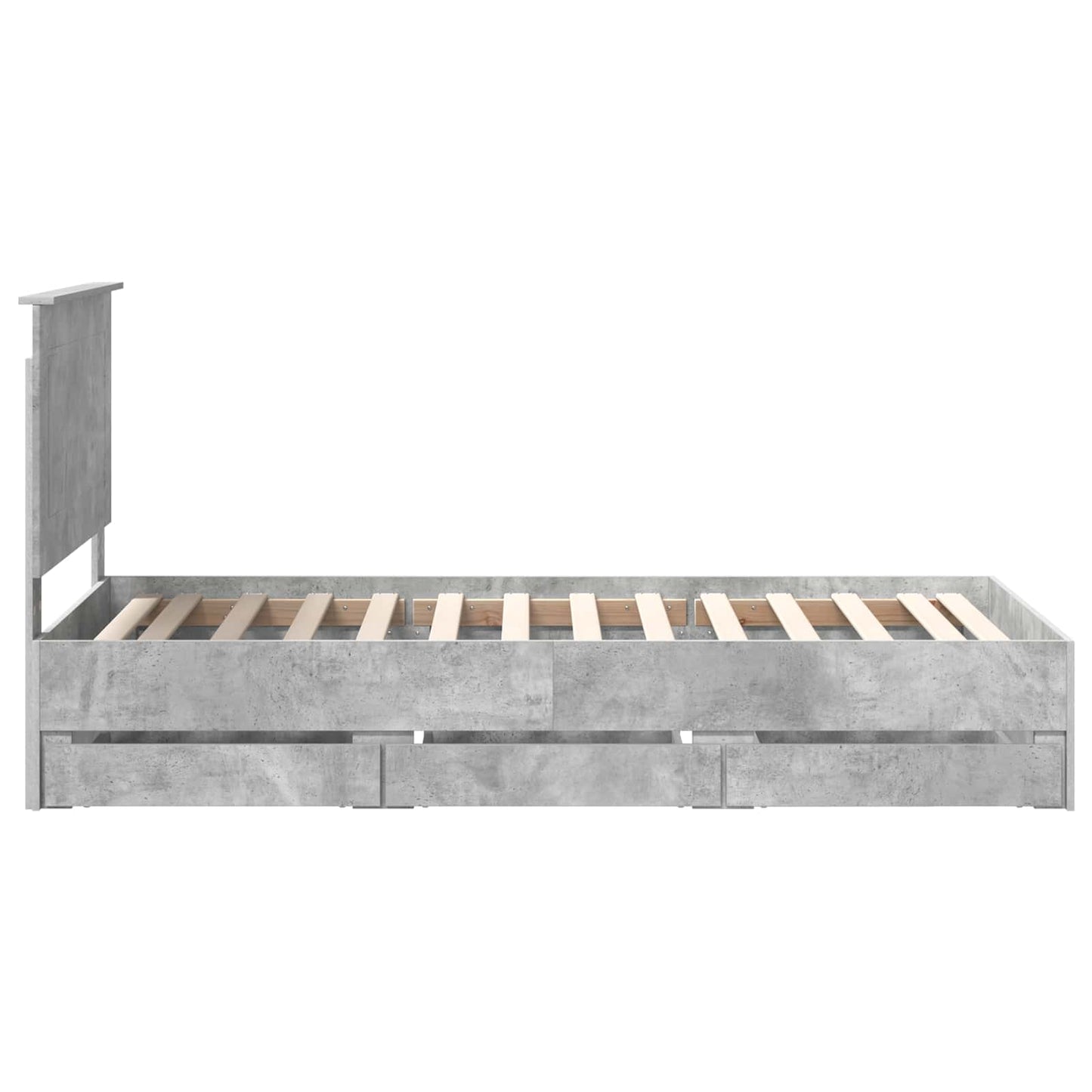 vidaXL Bettrahmen mit Kopfteil Beton Grau 75 x 190 cm Ingenieurs Holz