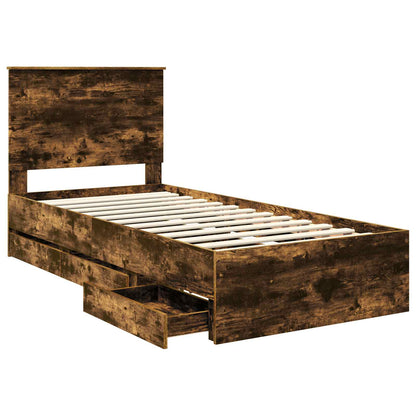 vidaXL Bettrahmen Geräucherte Eiche 75 x 190 cm Ingenieurs Holz