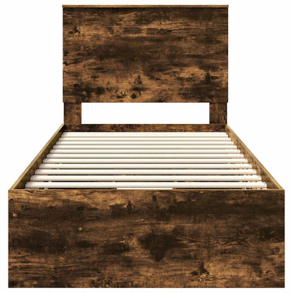 vidaXL Bettrahmen Geräucherte Eiche 75 x 190 cm Ingenieurs Holz