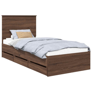 vidaXL Bettrahmen Braun Eichen-Optik 75 x 190 cm Ingenieurs Holz