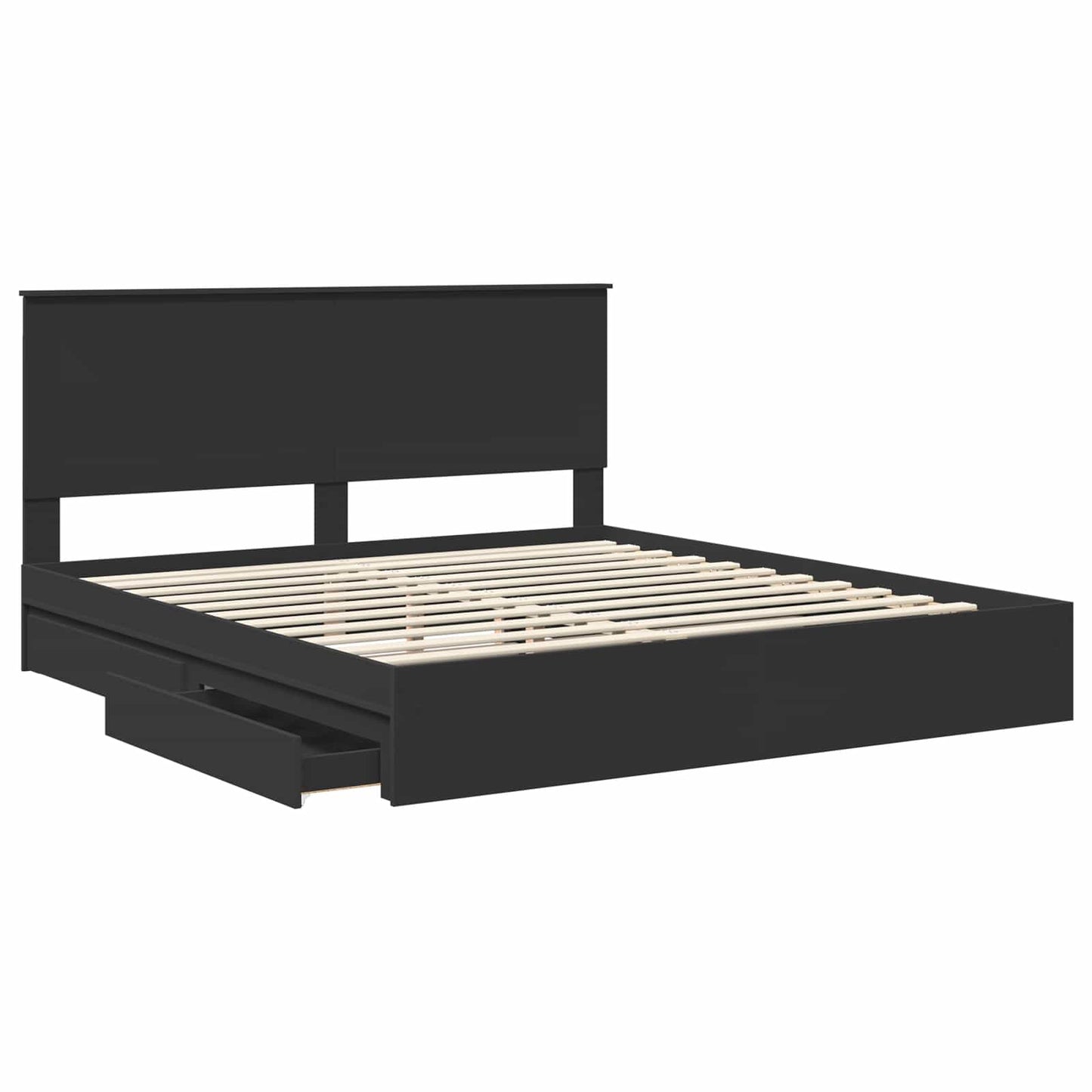vidaXL Aufbewahrungsbett Schwarz 200 x 200 cm Holzwerkstoff