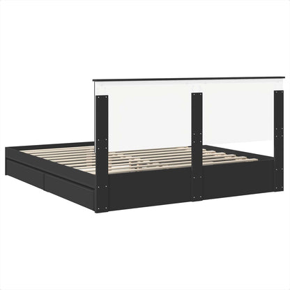 vidaXL Aufbewahrungsbett Schwarz 200 x 200 cm Holzwerkstoff