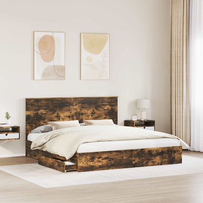 vidaXL Aufbewahrungsbett Geräucherte Eiche 200 x 200 cm Holzwerkstoff