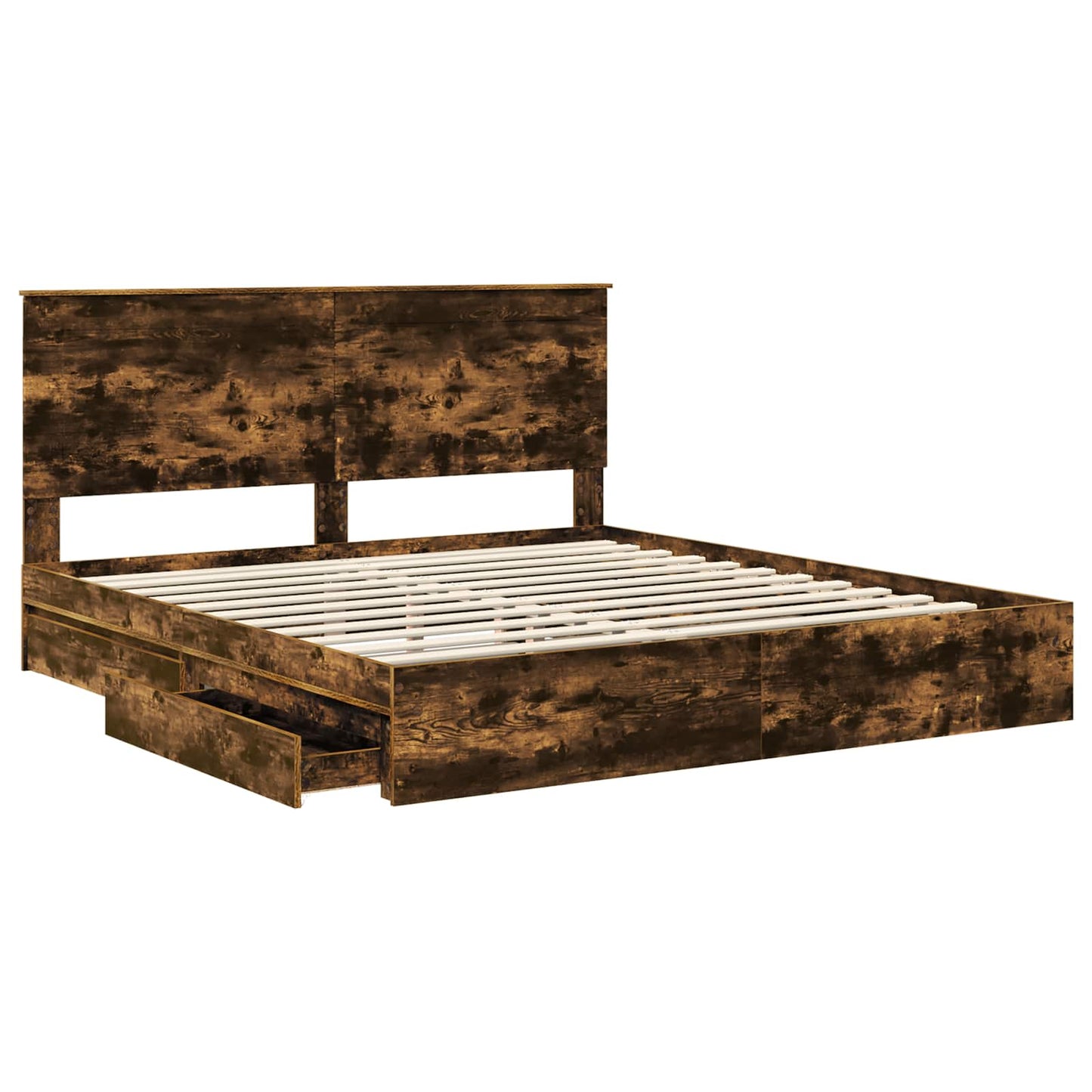 vidaXL Aufbewahrungsbett Geräucherte Eiche 200 x 200 cm Holzwerkstoff