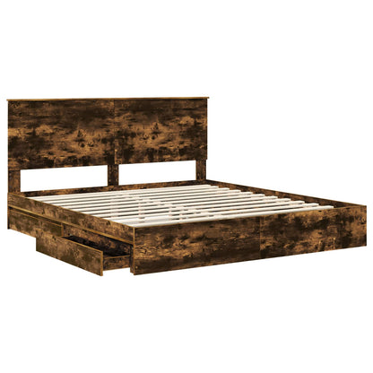 vidaXL Aufbewahrungsbett Geräucherte Eiche 200 x 200 cm Holzwerkstoff