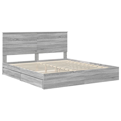 vidaXL Aufbewahrungsbett Graues Sonoma 200 x 200 cm Holzwerkstoff