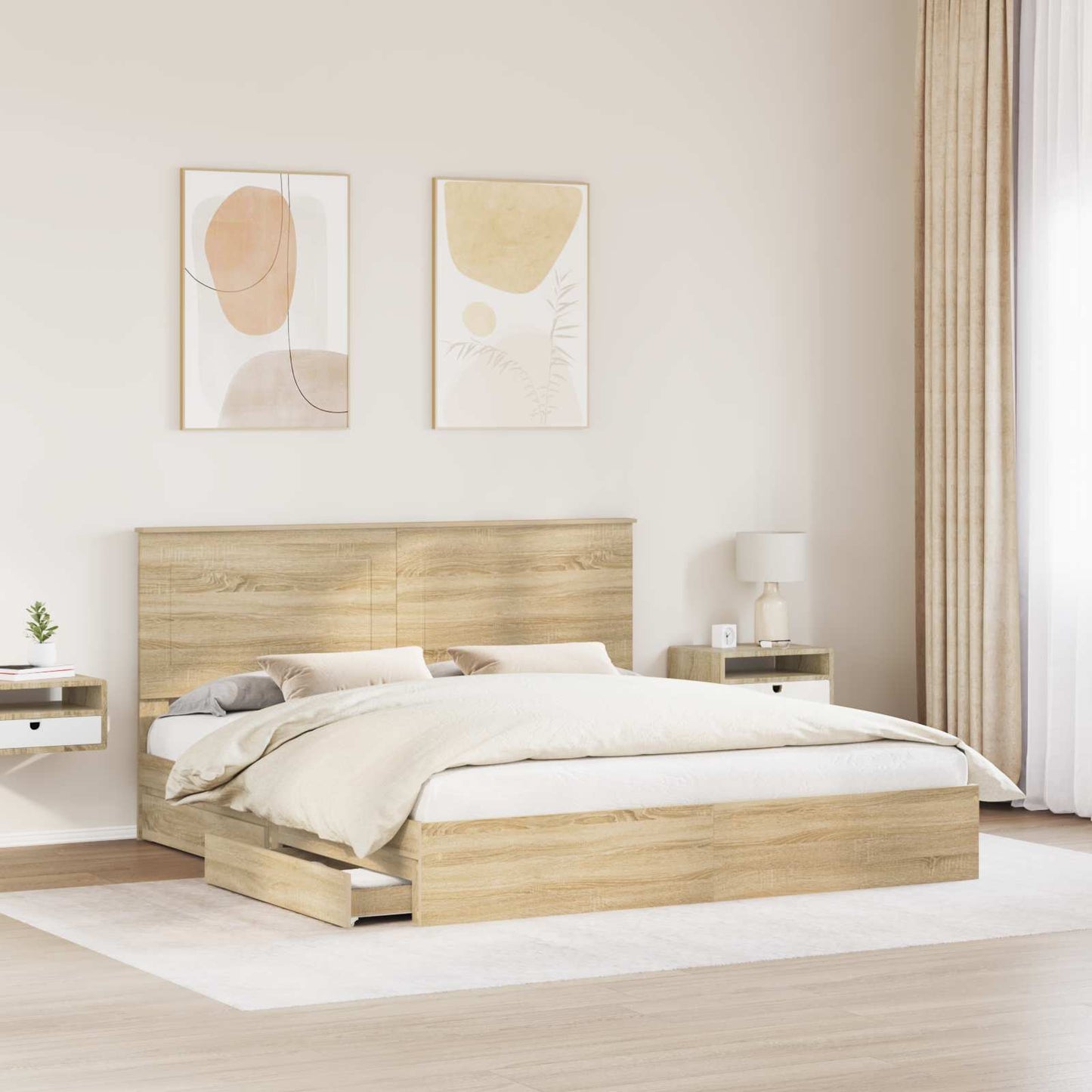 vidaXL Aufbewahrungsbett Sonoma-Eiche 180 x 200 cm Holzwerkstoff
