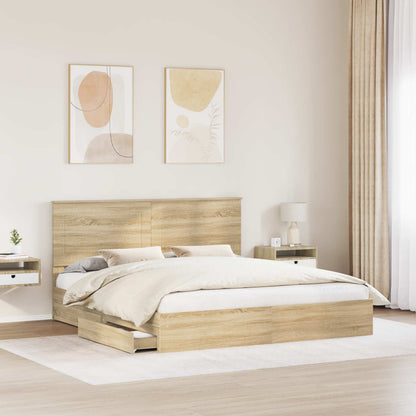 vidaXL Aufbewahrungsbett Sonoma-Eiche 180 x 200 cm Holzwerkstoff