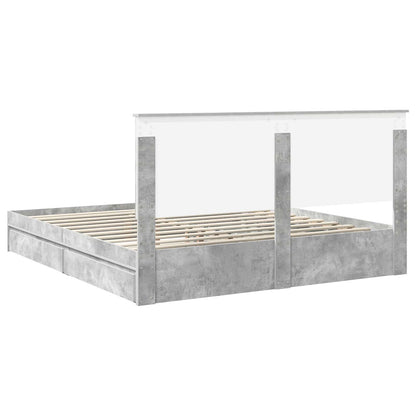 vidaXL Aufbewahrungsbett Beton Grau 180 x 200 cm Holzwerkstoff