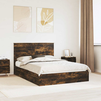 vidaXL Aufbewahrungsbett Geräucherte Eiche 160 x 200 cm Holzwerkstoff