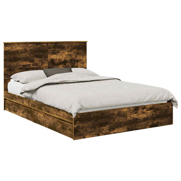 vidaXL Aufbewahrungsbett Geräucherte Eiche 160 x 200 cm Holzwerkstoff
