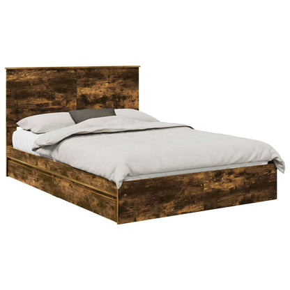 vidaXL Aufbewahrungsbett Geräucherte Eiche 160 x 200 cm Holzwerkstoff