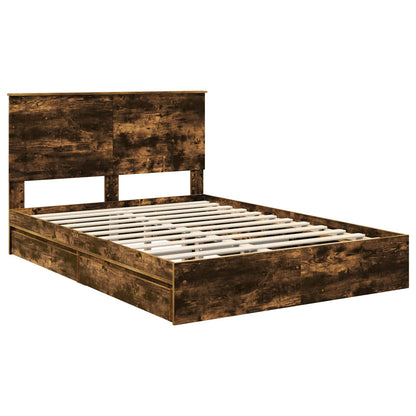 vidaXL Aufbewahrungsbett Geräucherte Eiche 160 x 200 cm Holzwerkstoff