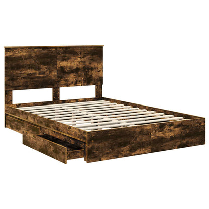 vidaXL Aufbewahrungsbett Geräucherte Eiche 160 x 200 cm Holzwerkstoff