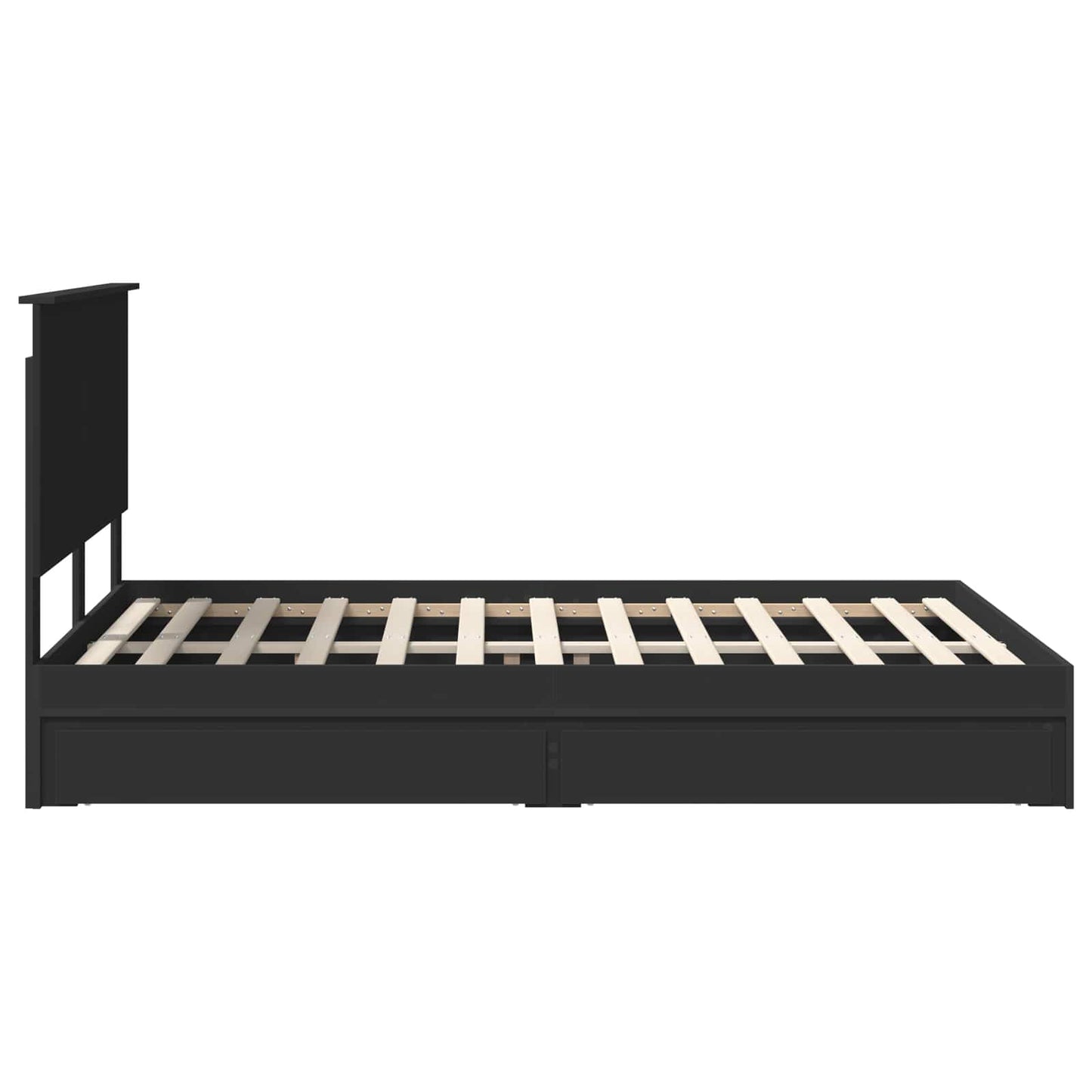 Aufbewahrungsbett Schwarz 150 x 200 cm Holzwerkstoff