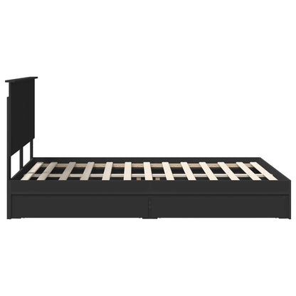 Aufbewahrungsbett Schwarz 150 x 200 cm Holzwerkstoff