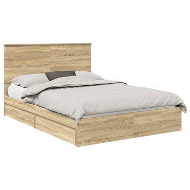 vidaXL Aufbewahrungsbett Sonoma-Eiche 150 x 200 cm Holzwerkstoff