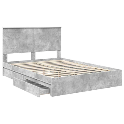 vidaXL Aufbewahrungsbett Beton Grau 150 x 200 cm Holzwerkstoff