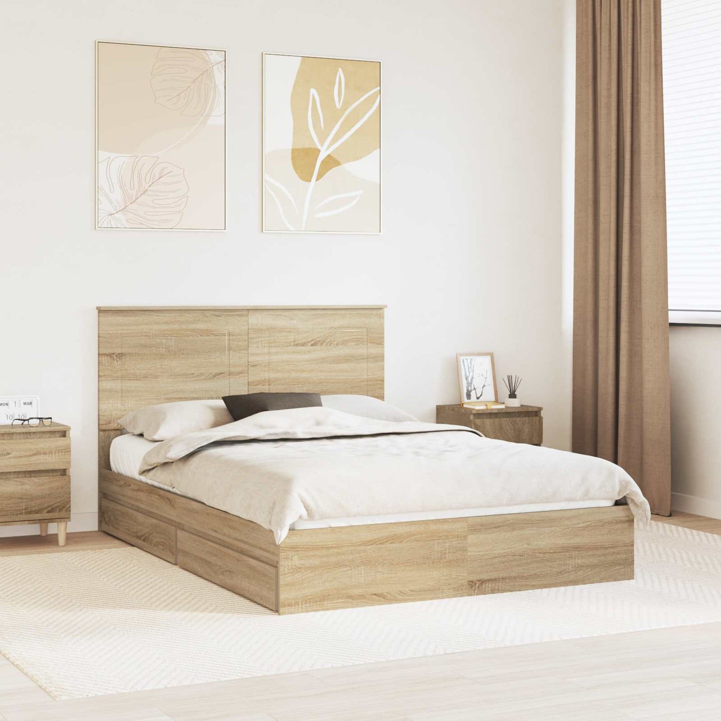 vidaXL Aufbewahrungsbett Sonoma-Eiche 140 x 190 cm Holzwerkstoff