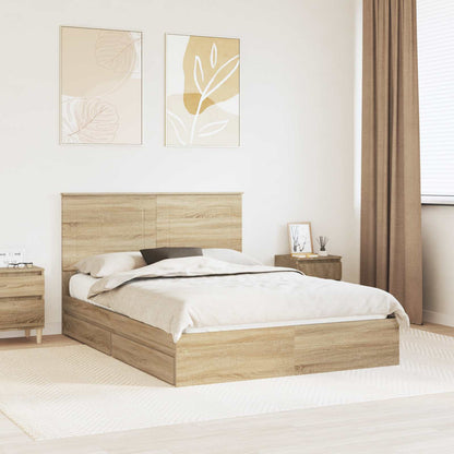 vidaXL Aufbewahrungsbett Sonoma-Eiche 140 x 190 cm Holzwerkstoff