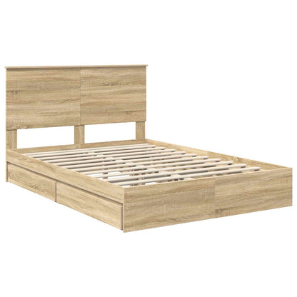 vidaXL Aufbewahrungsbett Sonoma-Eiche 140 x 190 cm Holzwerkstoff