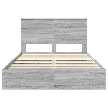 vidaXL Lit de rangement gris Sonoma 140 x 200 cm en bois d'ingénierie