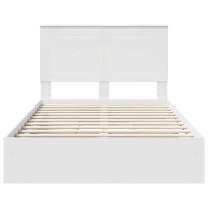 vidaXL Aufbewahrungsbett mit Kopfteil Weiß 135 x 190 cm Holzwerkstoff