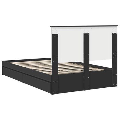 vidaXL Aufbewahrungsbett Schwarz 135 x 190 cm Holzwerkstoff