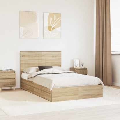vidaXL Aufbewahrungsbett Sonoma-Eiche 135 x 190 cm Holzwerkstoff